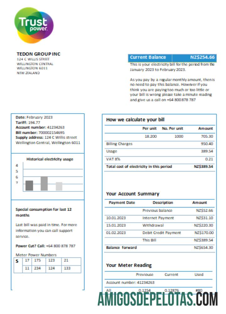 Projeto de lei comercial de serviços públicos Trustpower SCR baixar para verificação